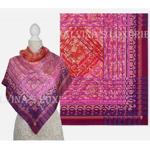 VERSACE SCARF SQUARE MULTI-COLORED PRINT WOVEN SILK FOULARD 36"